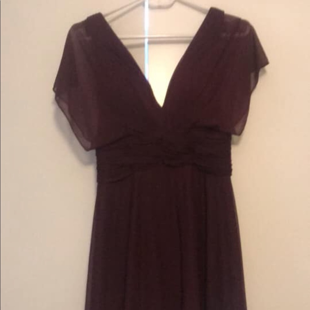 Allure 1562 Draped Sleeve Chiffon Bridesmaid Dress - Picture 2 of 5
